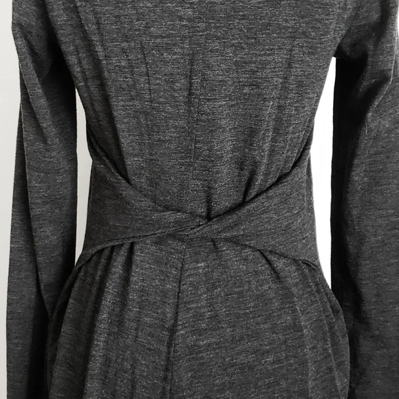 Theory Gray Wool Knit Long Sleeve Babydoll A-Line Swing Dress - Picture 3 of 5